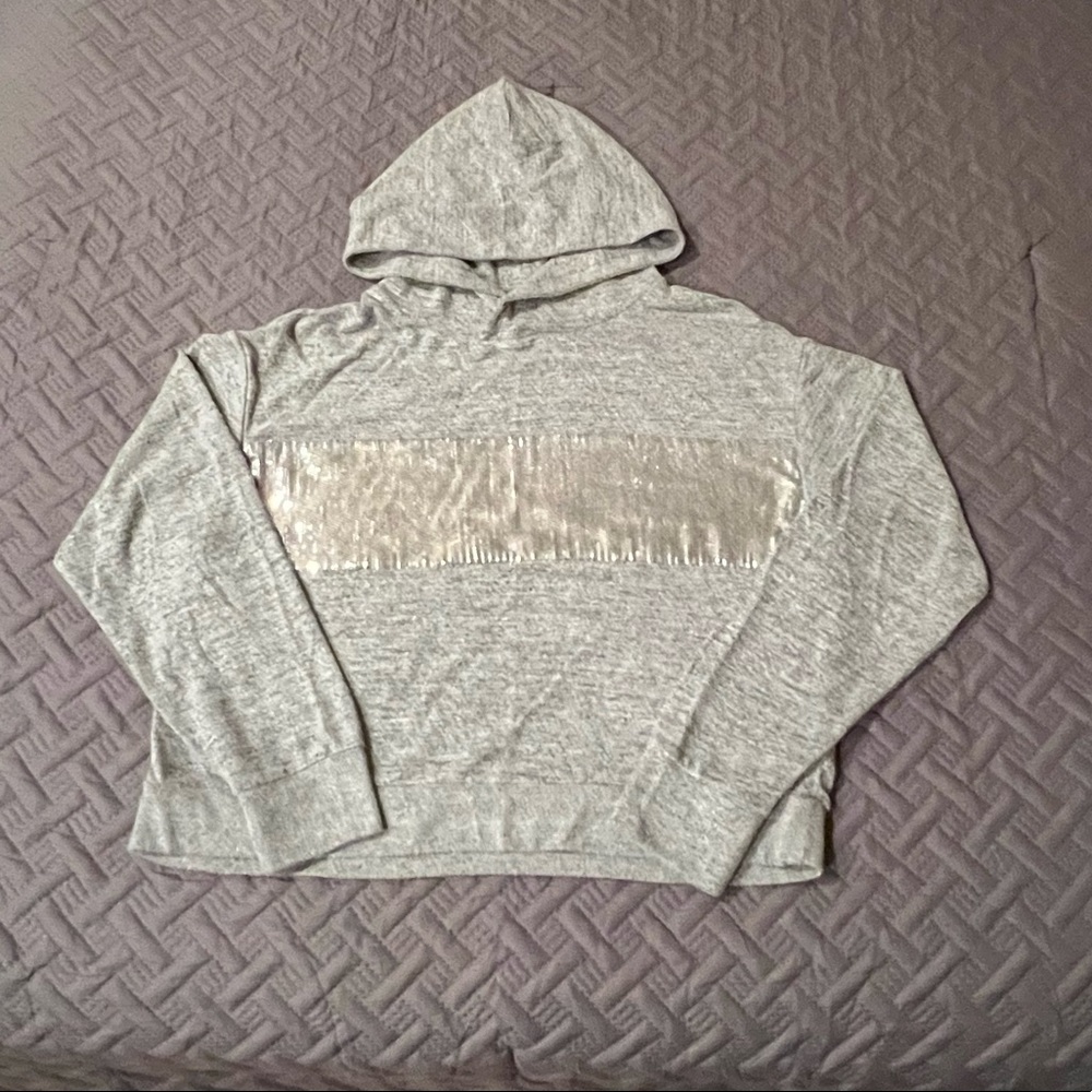 Heather Grey & Silver Sequins Hoodie